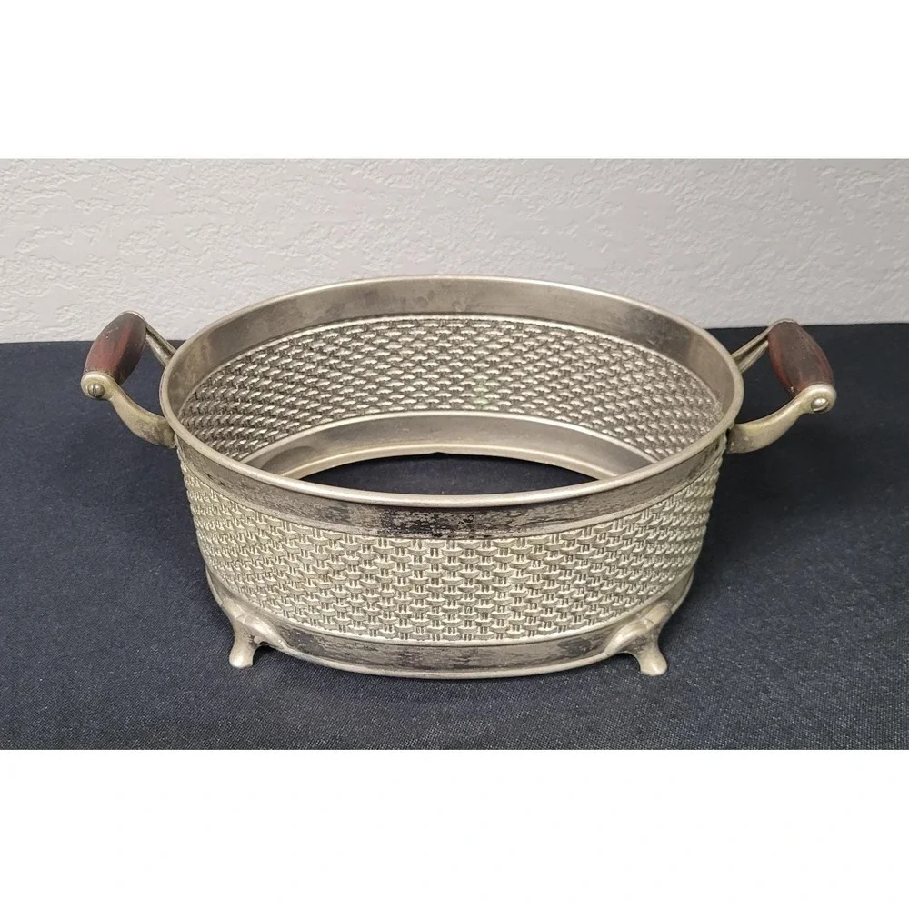 Guernsey Cooking Ware Stoneware Bean Pot Casserole Dish w/ Metal Carrier 1940s